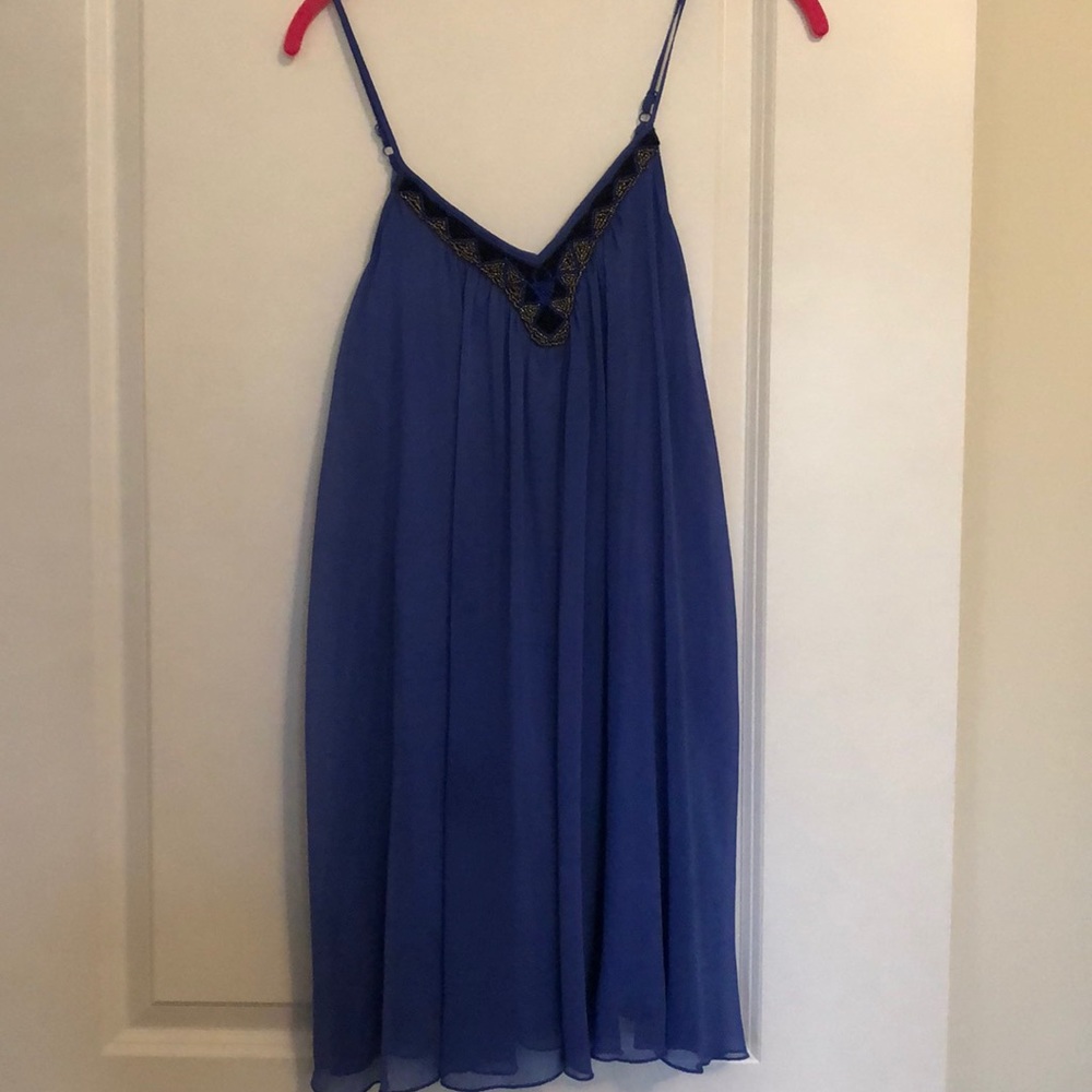 Blue Flowy Aztec Beading Dress